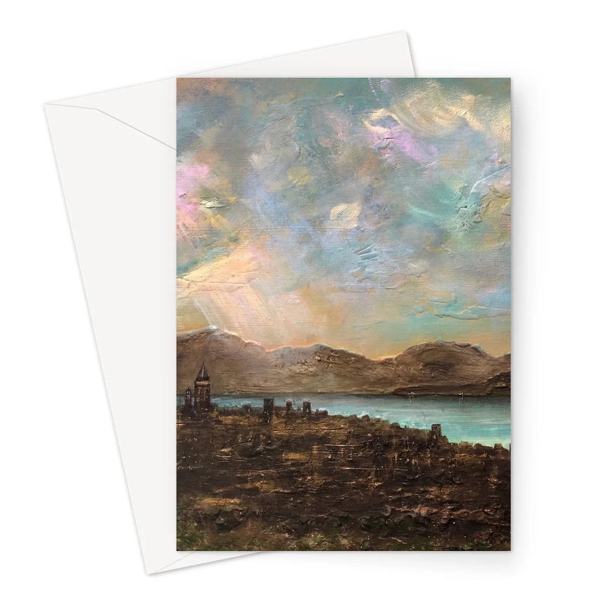 Angels Fingers Over Greenock Greeting Card - River Clyde Art Gallery Scotland Worldwide Shipping Scottish Prints