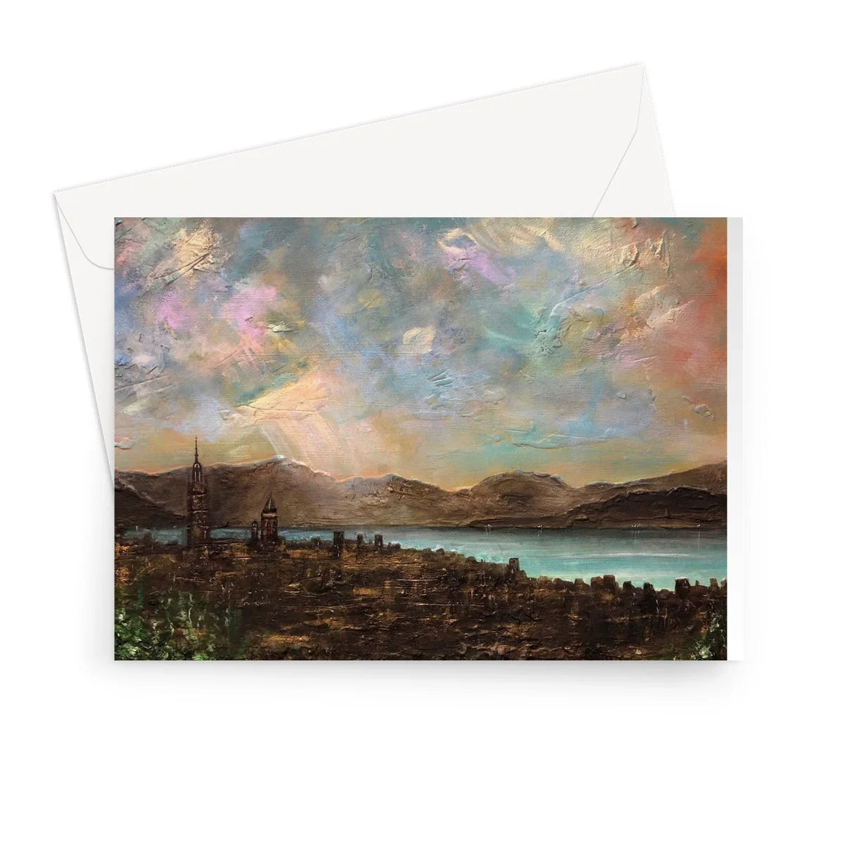 Angels Fingers Over Greenock Greeting Card - River Clyde Art Gallery Scotland Worldwide Shipping Scottish Prints