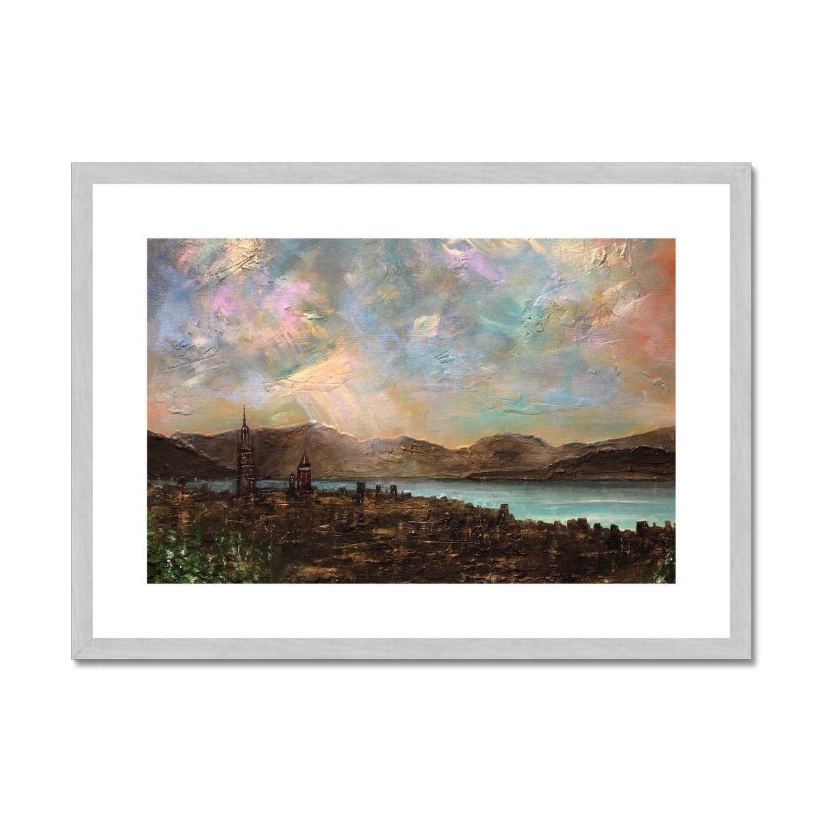 Angels Fingers Over Greenock Painting | Antique Framed & Mounted Prints From Scotland