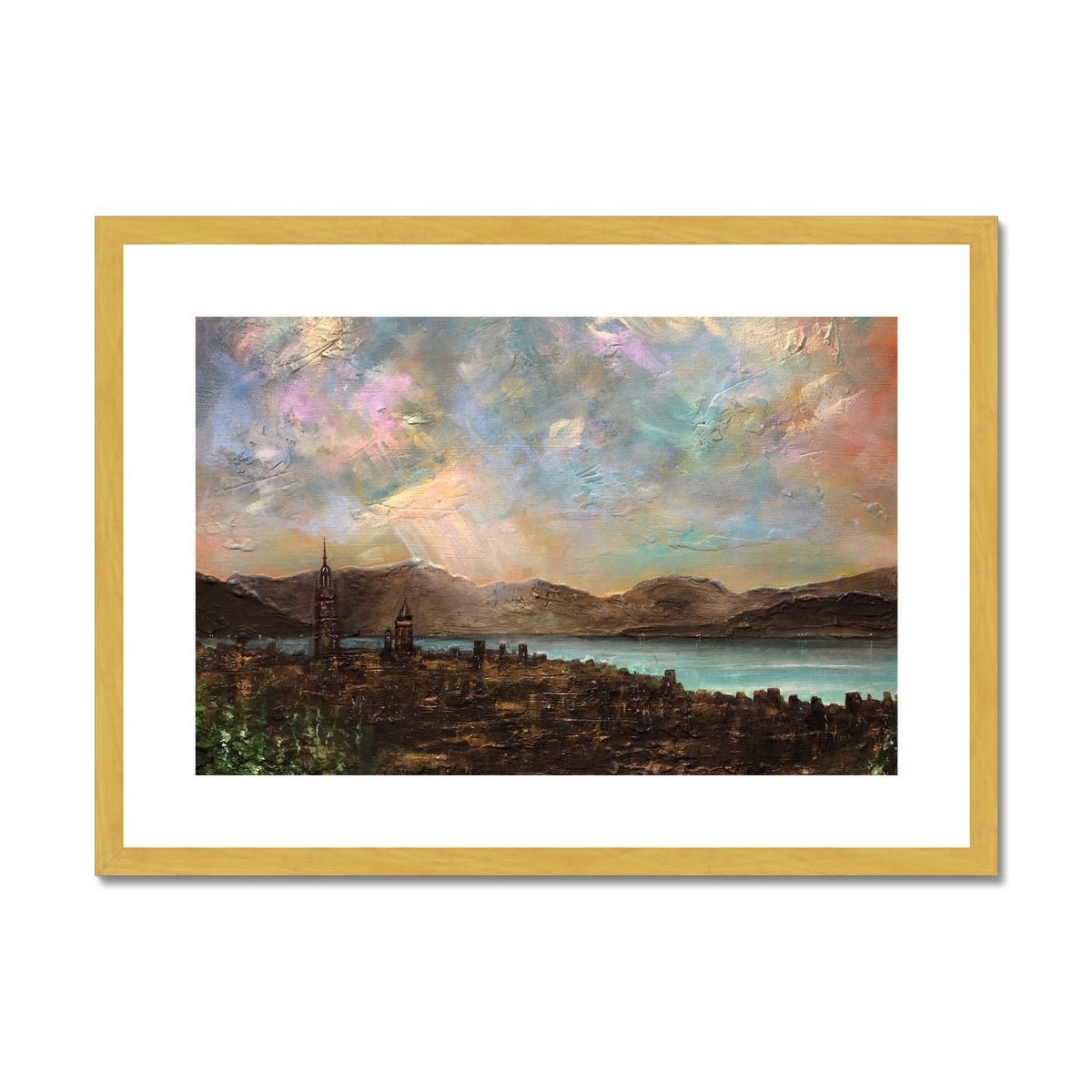 Angels Fingers Over Greenock Painting | Antique Framed & Mounted Prints From Scotland