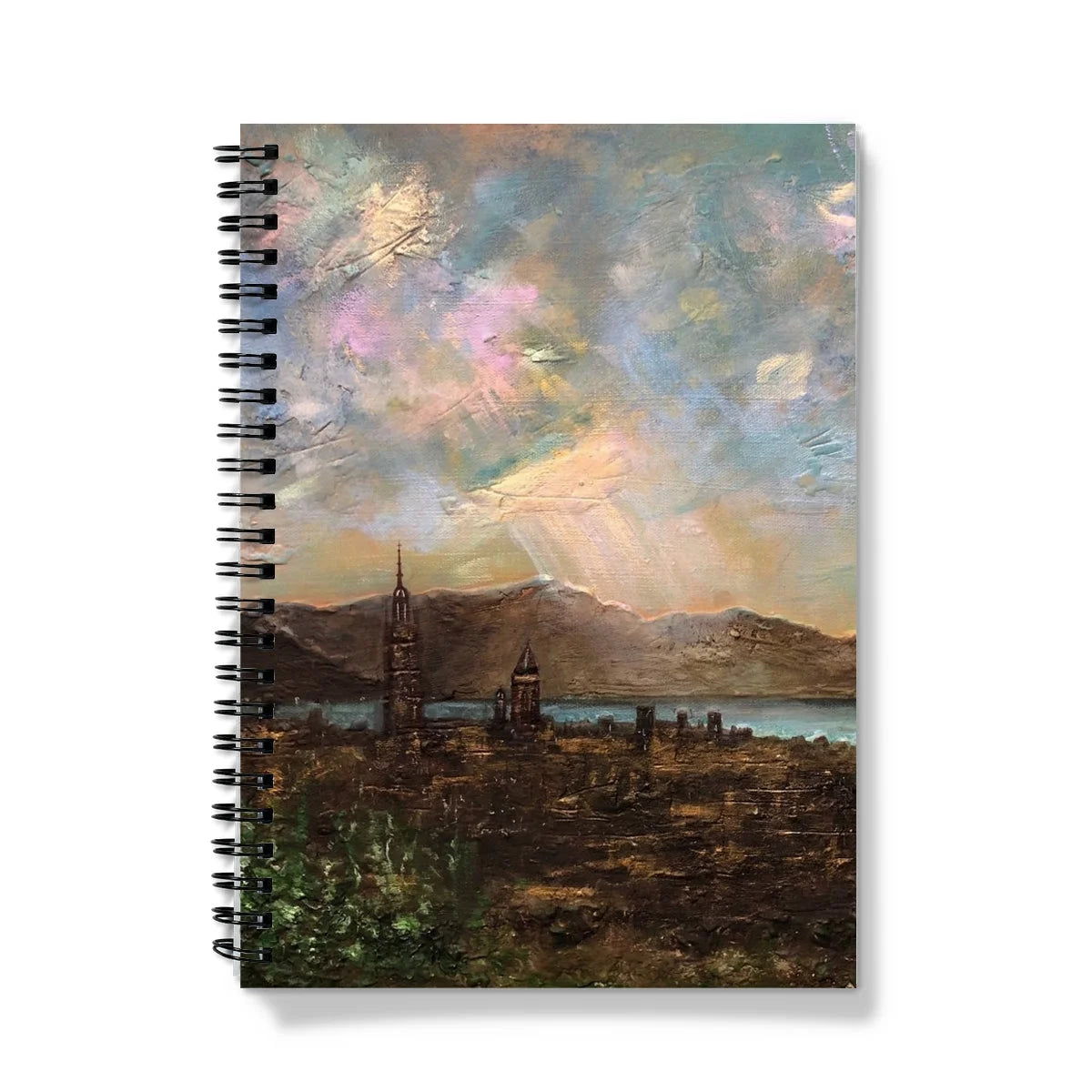 Angels Fingers Over Greenock Notebook - River Clyde Art Gallery Scotland Worldwide Shipping Spiral-bound Notebook Oil Scottish Prints