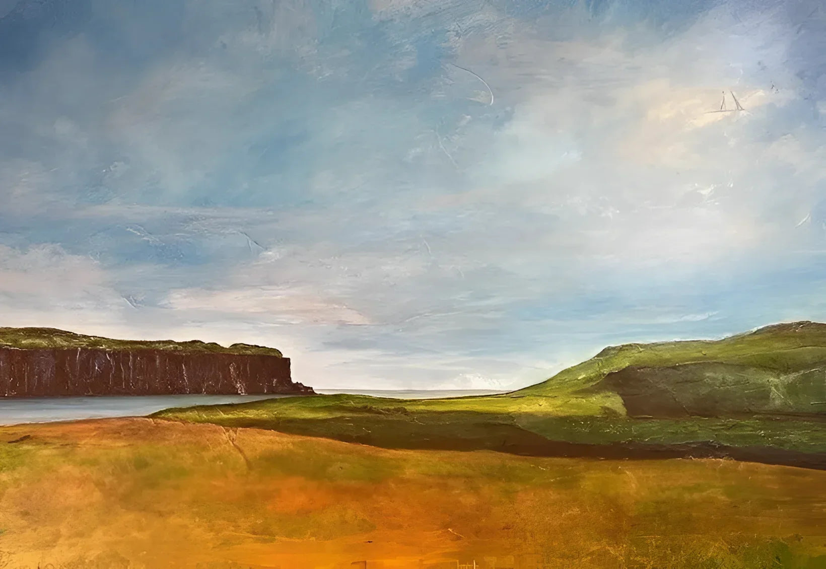 Approaching Oronsay - Skye Art Gallery Scotland Worldwide Shipping Oil Painting Coastal Kevin Hunter Portfolio Giclee Prints