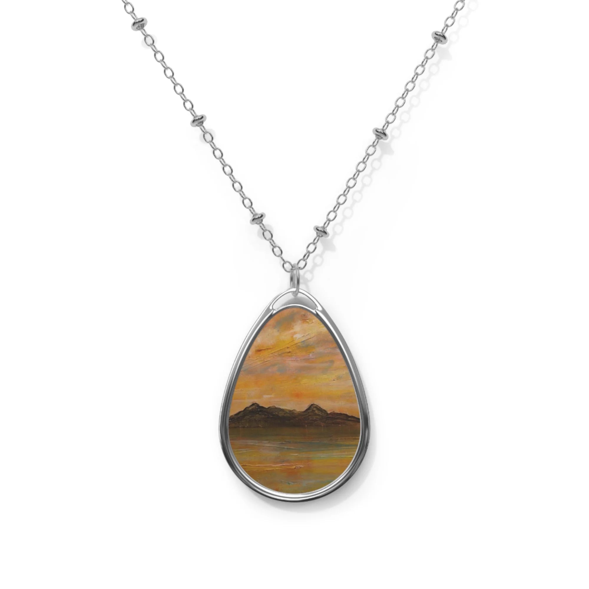 Arran Dusk | Scottish Jewellery | Necklace - Art Gallery Scotland Worldwide Shipping Silver Chain Necklace Landscape by Artist Hunter