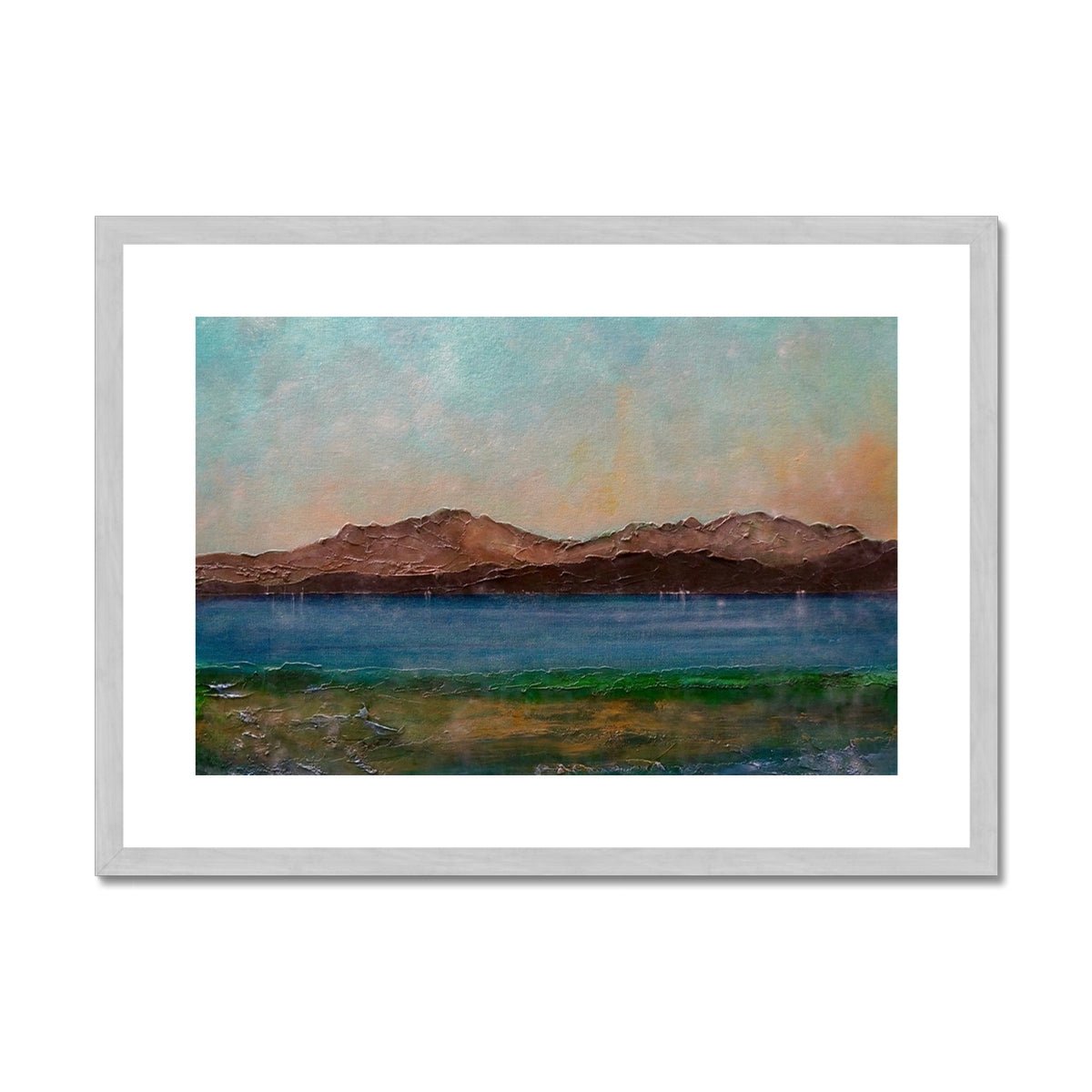 Arran From Scalpsie Bay Painting | Antique Framed & Mounted Prints From Scotland