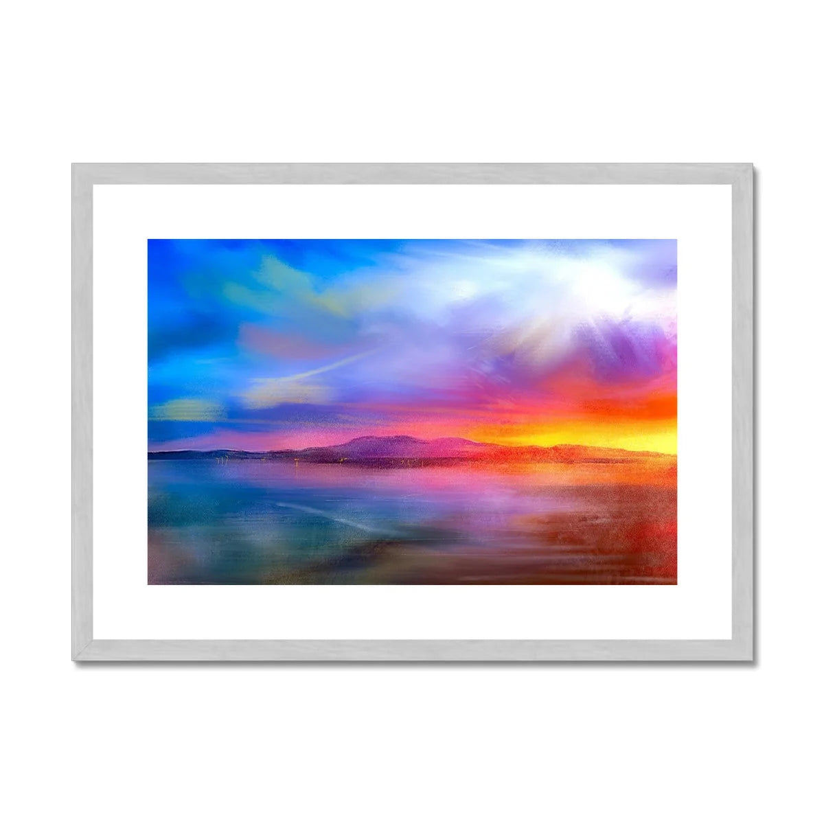 Arran Sunset Antique Framed & Mounted Print - Art Gallery Scotland Worldwide Shipping Scottish Landscape by Artist Hunter Featuring