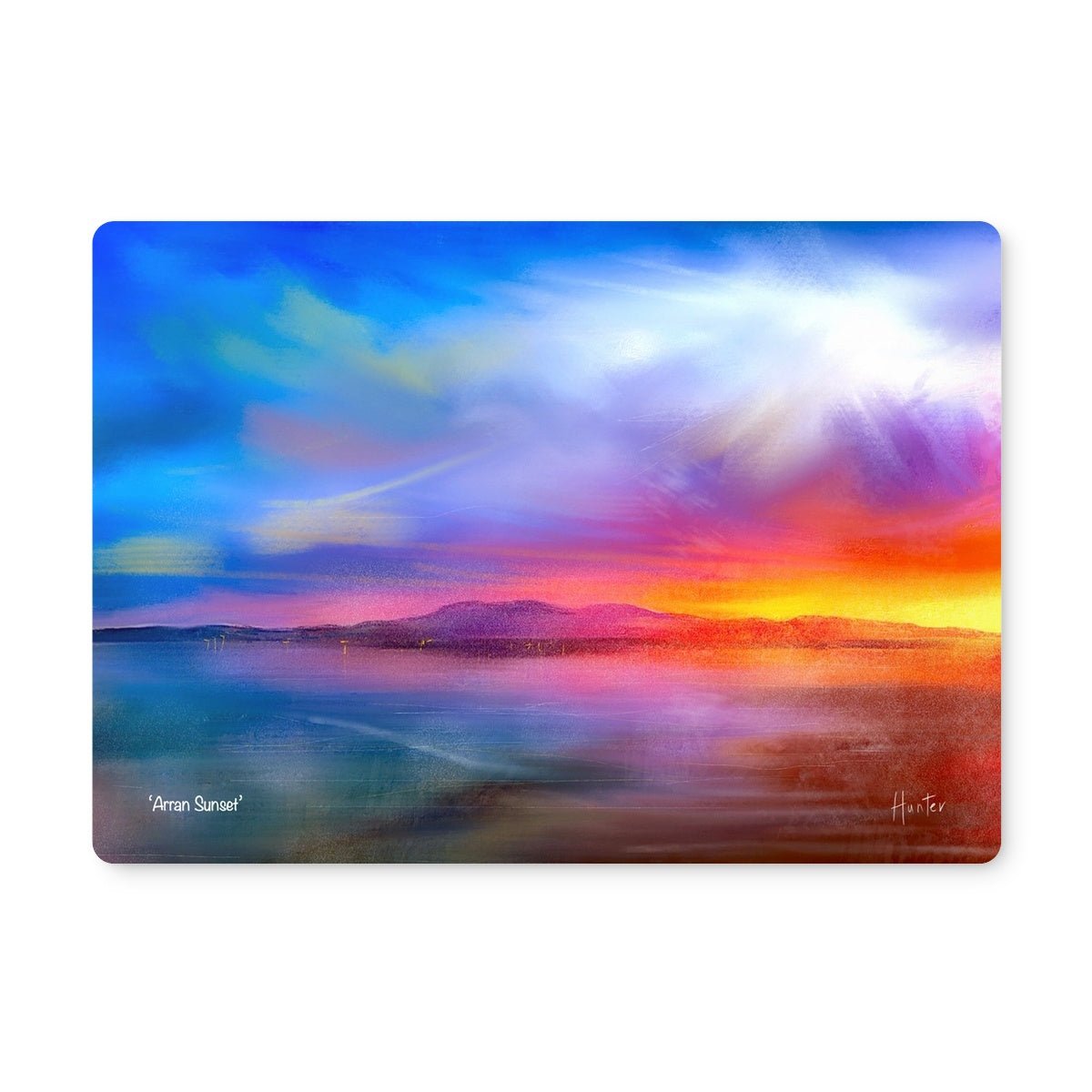 Arran Sunset Art Gifts Placemat-Placemats-Arran Art Gallery-6 Placemats-Paintings, Prints, Homeware, Art Gifts From Scotland By Scottish Artist Kevin Hunter
