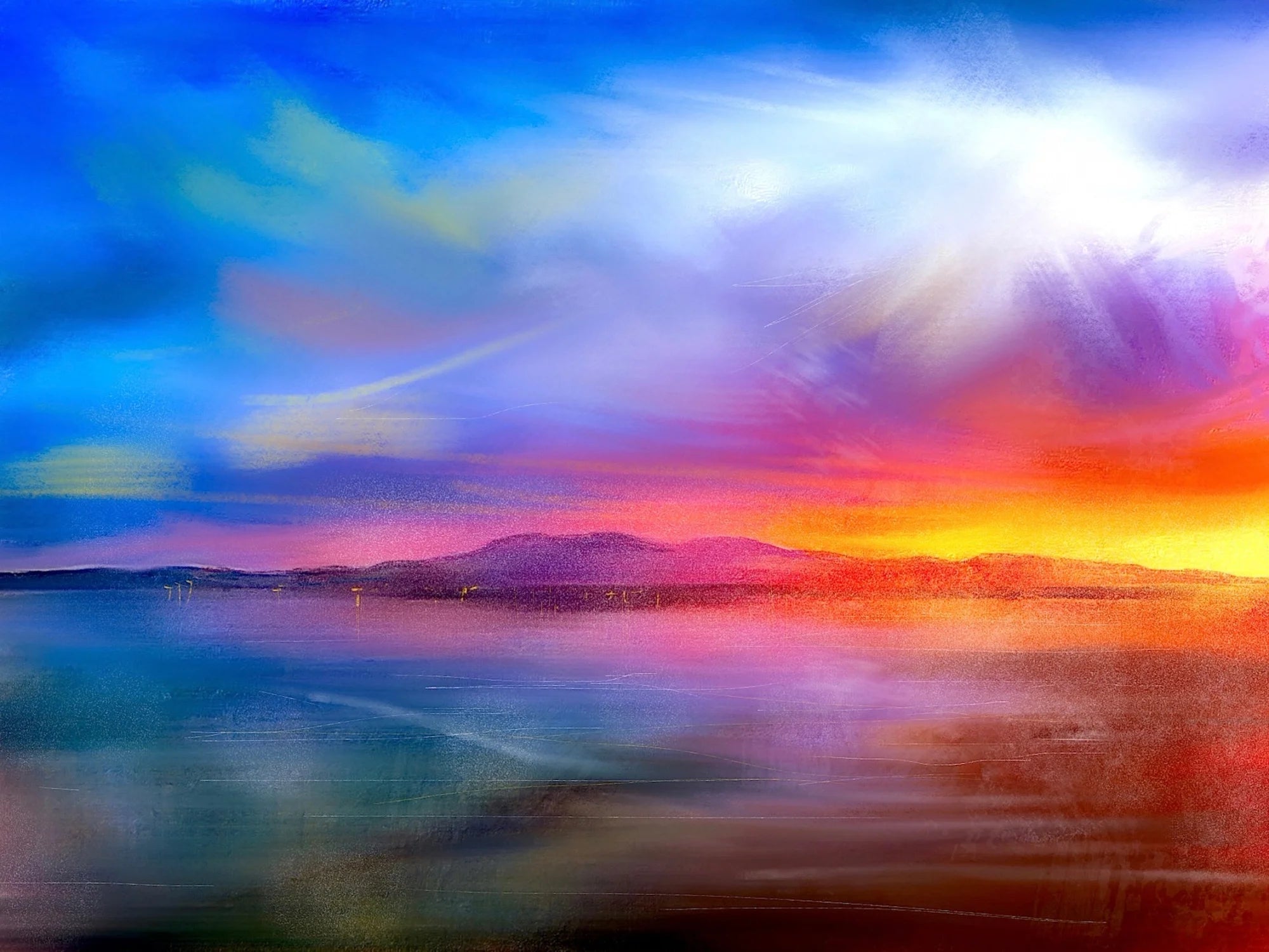 Arran Sunset - Art Gallery Scotland Worldwide Shipping Colorful Sunset Landscape Kevin Hunter Portfolio Giclee Prints