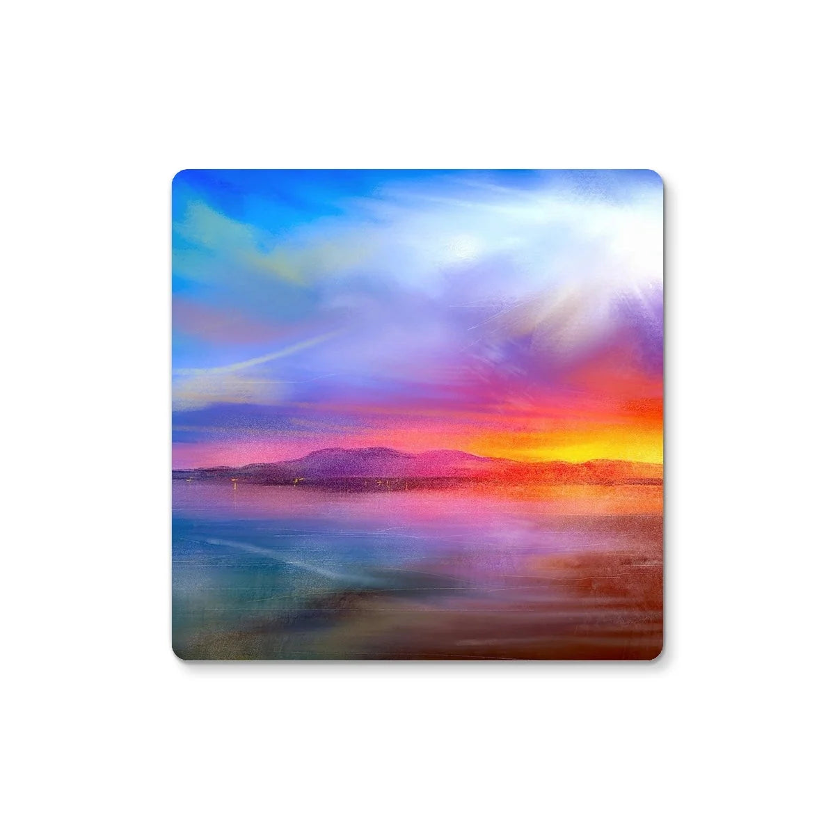 Arran Sunset Coaster - Art Gallery Scotland Worldwide Shipping Scottish Landscape by Artist Hunter Featuring Paintings