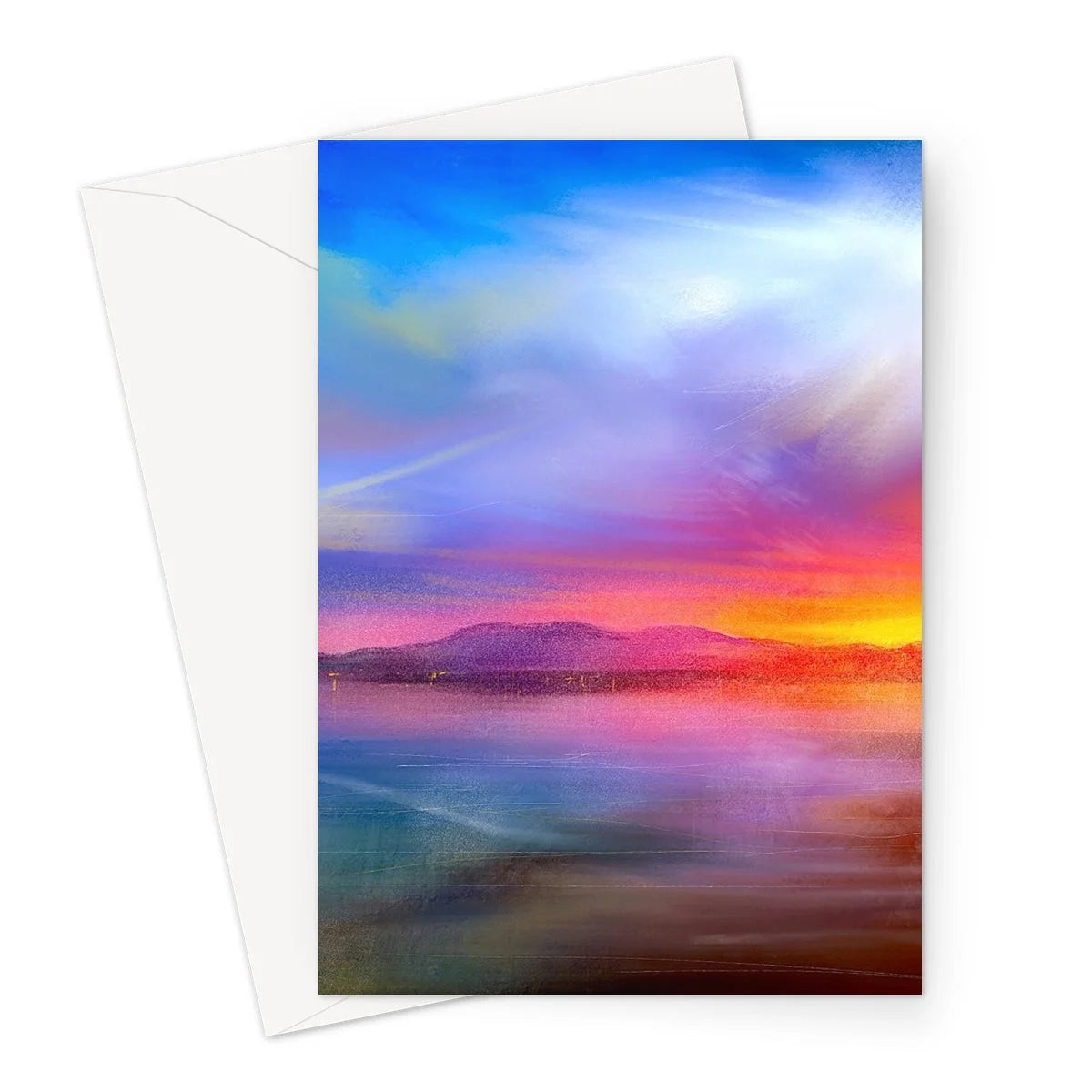 Arran Sunset Greeting Card - Art Gallery Scotland Worldwide Shipping Scottish Landscape by Artist Hunter Featuring Paintings