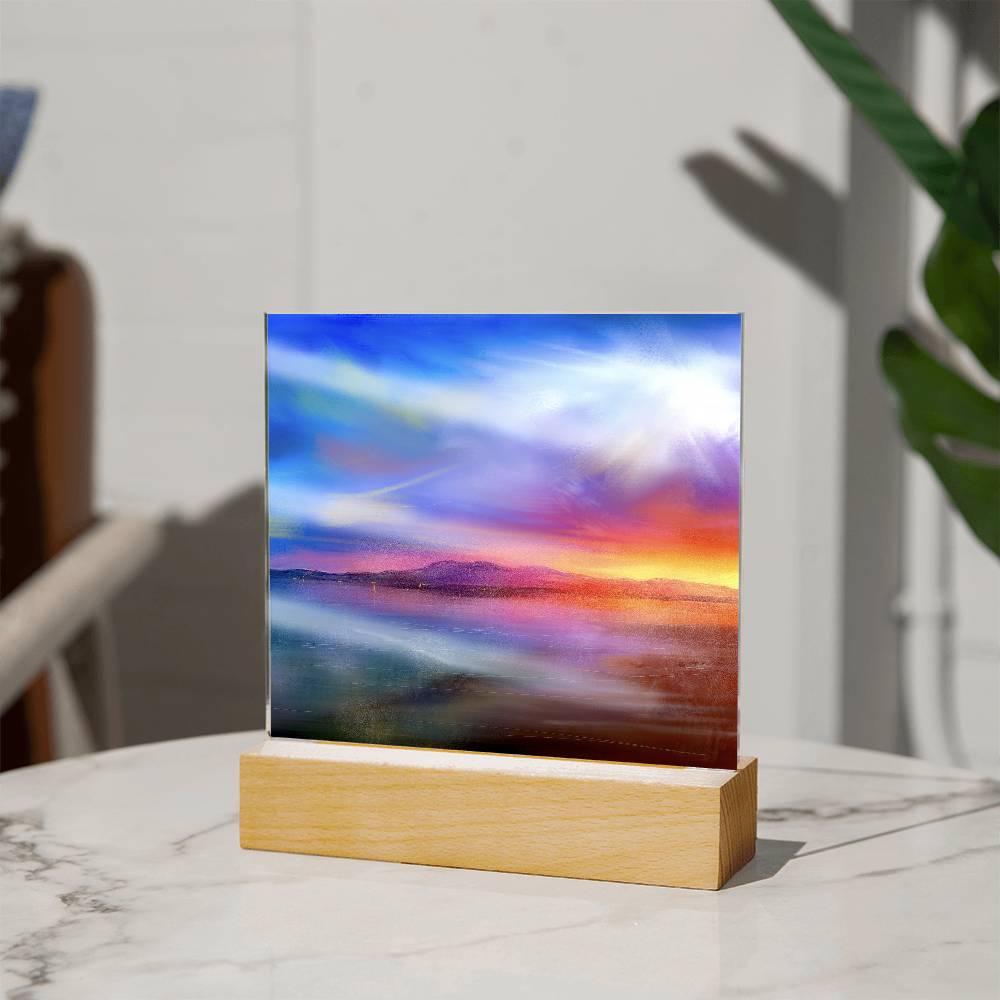 Arran Sunset illuminated Neon Acrylic Art Plaque