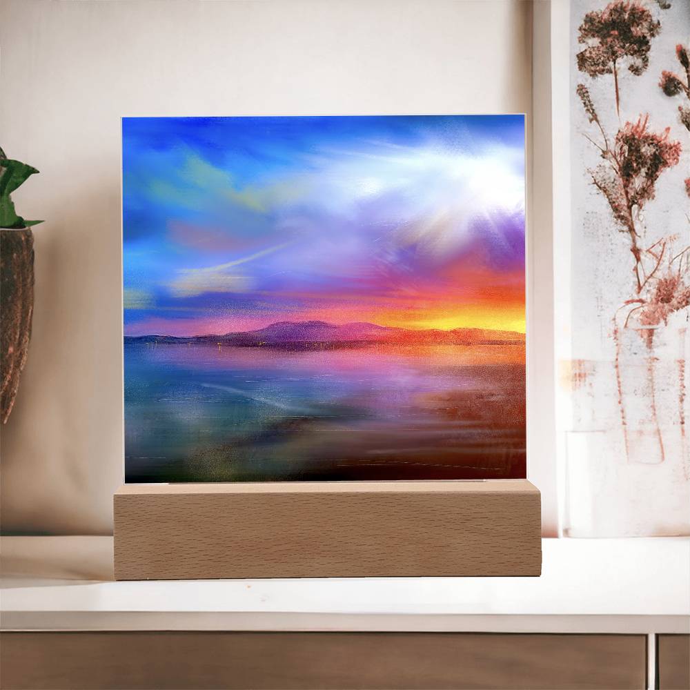 Arran Sunset illuminated Neon Acrylic Art Plaque