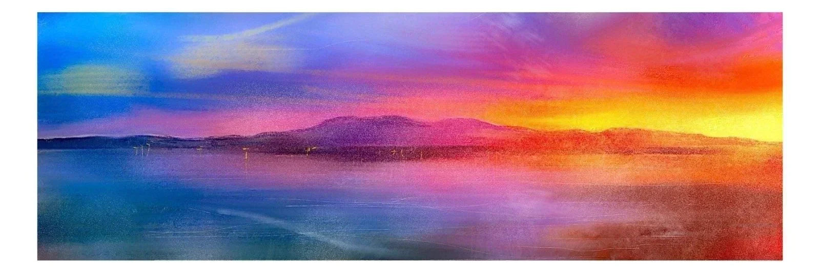 Arran Sunset Original Panoramic Painting - Scottish Artist Art Gallery Scotland