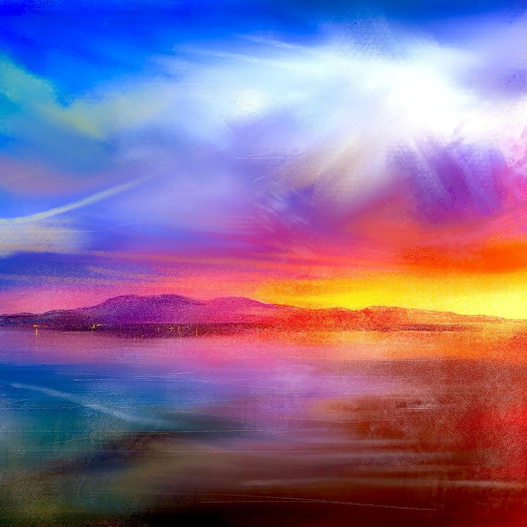 Arran Sunset | Scotland in your Pocket - Art Gallery Worldwide Shipping Vibrant Colorful Landscape Scottish Landscape by Artist Hunter