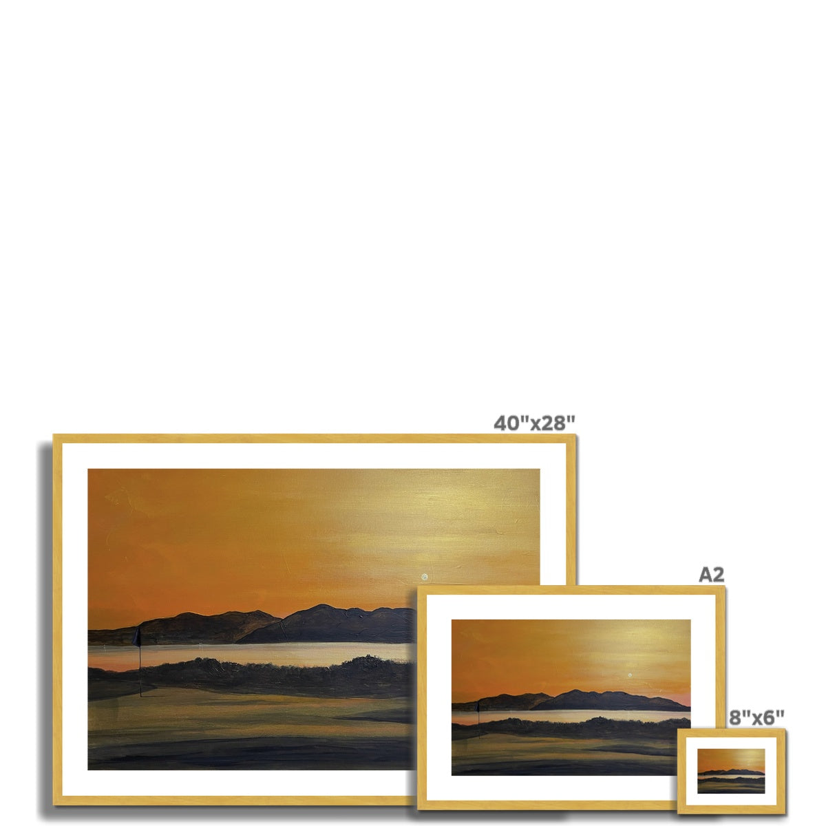 Arran & The 5th Green Royal Troon Golf Course Antique Framed & Mounted Print.