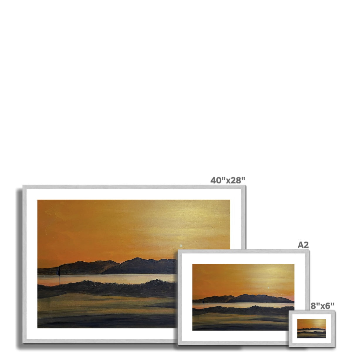 Arran & The 5th Green Royal Troon Golf Course Antique Framed & Mounted Print.