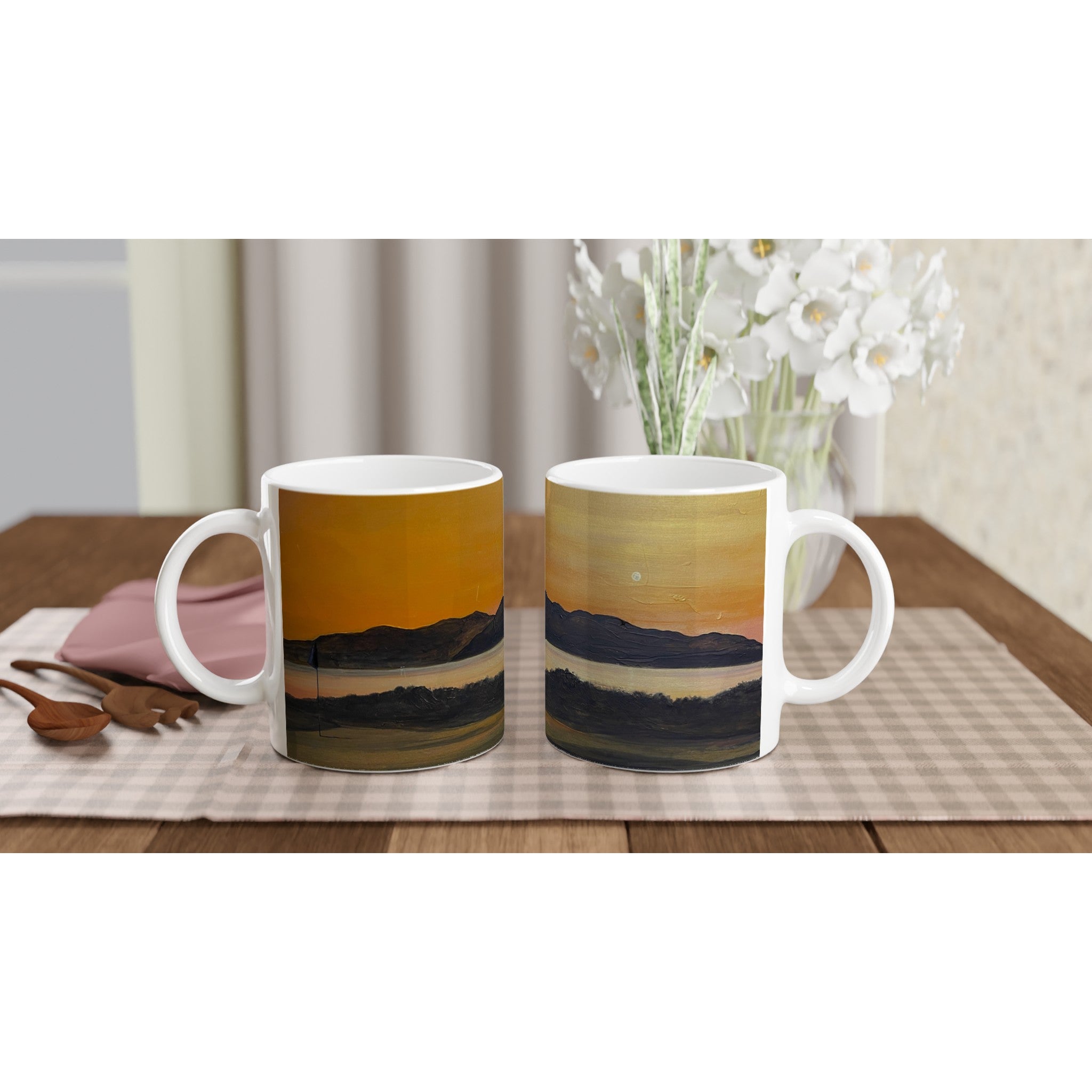 Arran & The 5th Green Royal Troon Golf Course | Ceramic Art Mug From Scotland