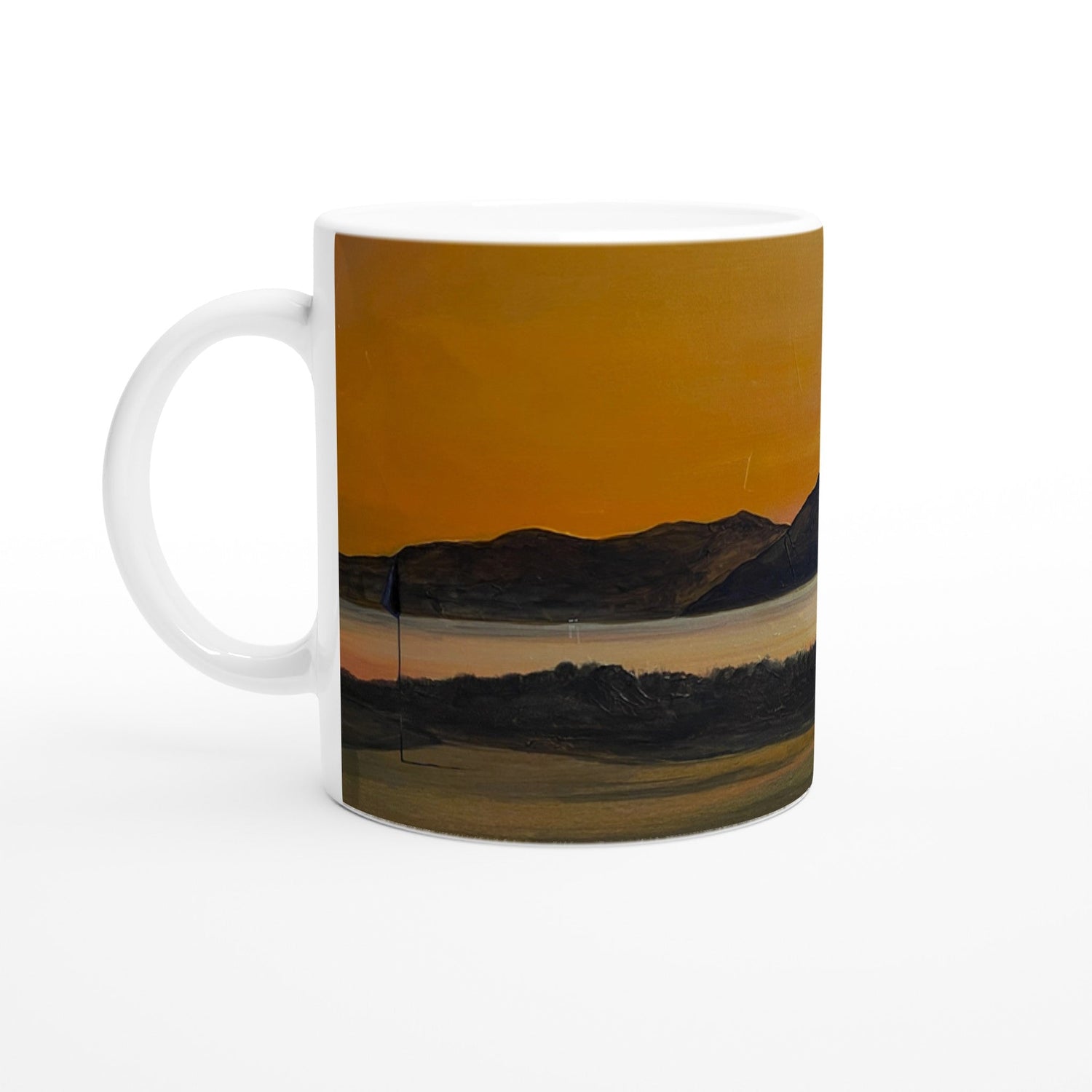 Arran &amp; The 5th Green Royal Troon Golf Course | Ceramic Art Mug From Scotland