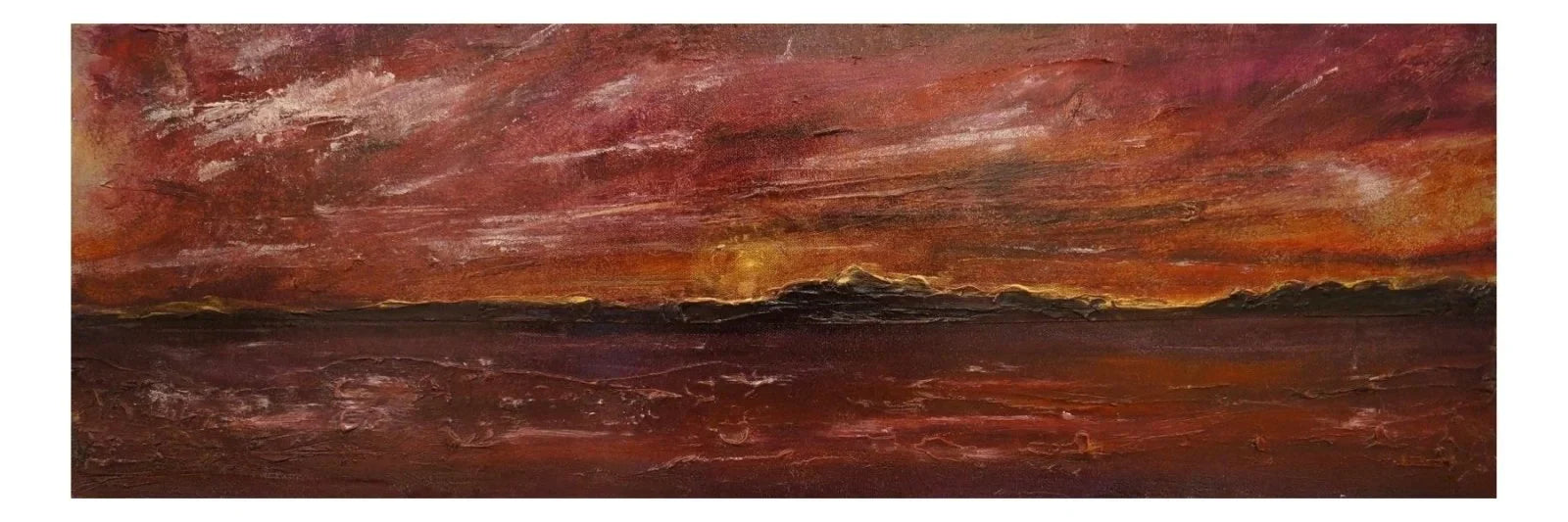 Arran Winter Dusk Panoramic Prints - Art Gallery Scotland Worldwide Shipping Abstract Oil Painting Paintings and by Artist Hunter Scottish