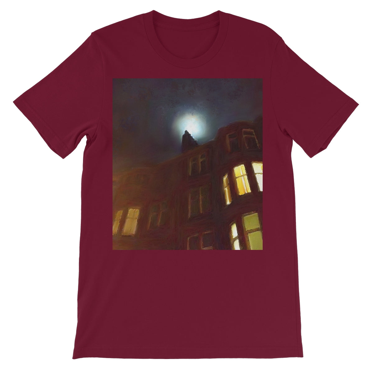 A Moonlit Tenement Unisex Short Sleeve T-Shirt | Scottish Art Gifts