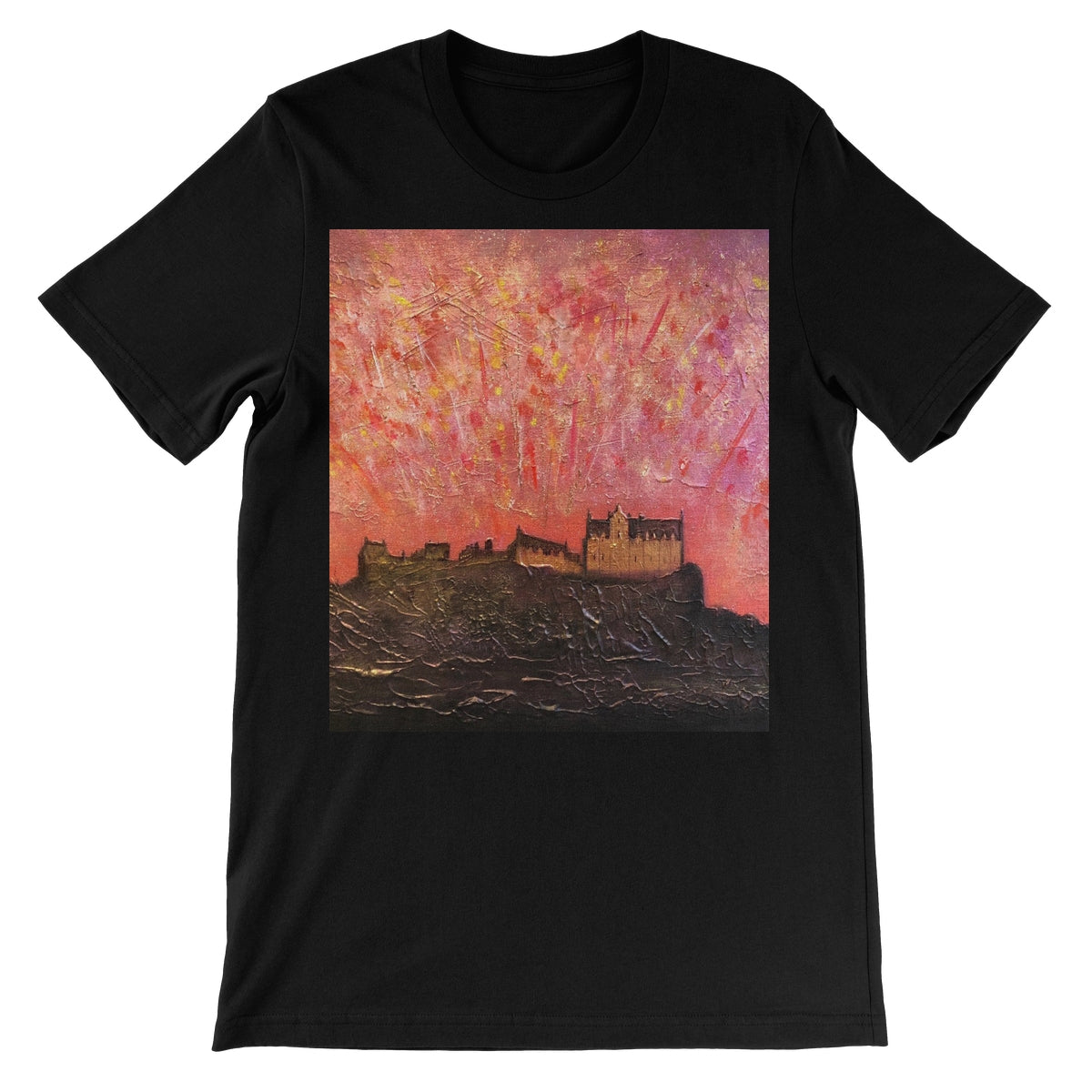 Edinburgh Castle Fireworks Unisex Short Sleeve T-Shirt | Scottish Art Gifts