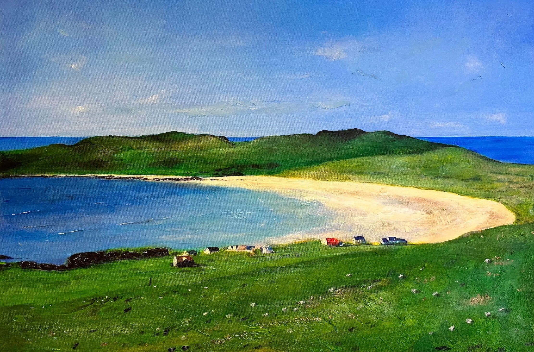 Balephuil Beach Tiree 50x50 inch Stretched Canvas Print from my Hebridean Islands Art Gallery Collection