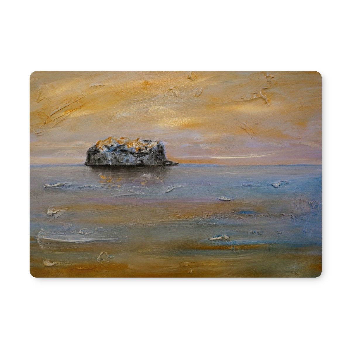 Bass Rock Dawn Art Gifts Placemat-Placemats-Edinburgh & Glasgow Art Gallery-4 Placemats-Paintings, Prints, Homeware, Art Gifts From Scotland By Scottish Artist Kevin Hunter