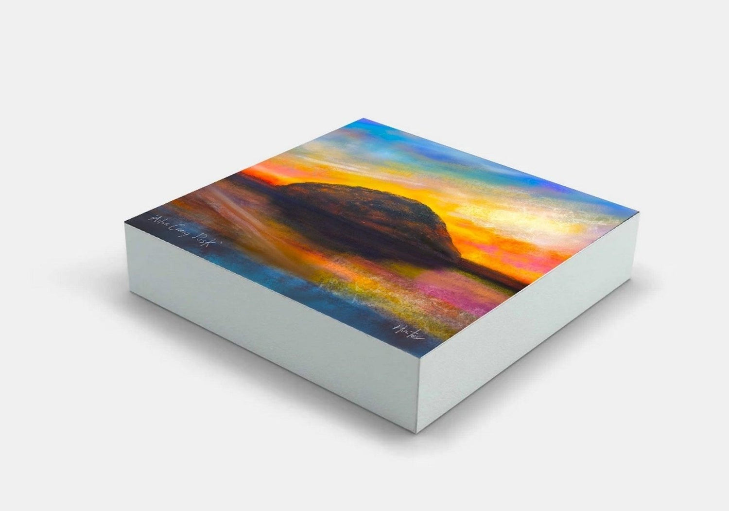 Bass Rock Dawn Wooden Art Block