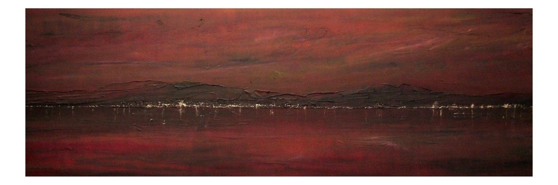 Belfast Lough Dusk | Panoramic Painting &amp; Art Prints | World Art Gallery | Paintings, Prints, Homeware and Art Gifts From Scotland By Scottish Artist Kevin Hunter