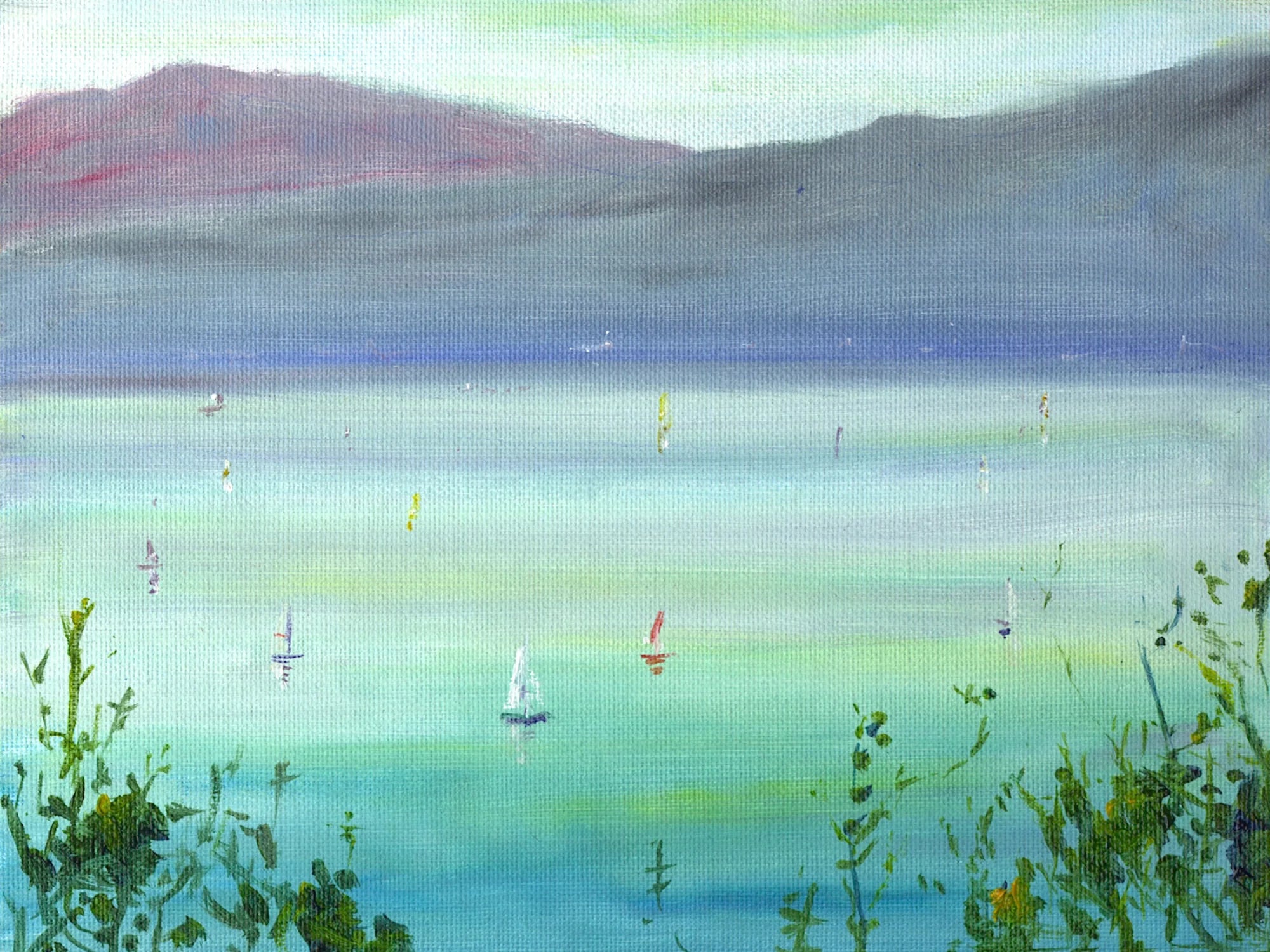 Boats on the Clyde - River Art Gallery Scotland Worldwide Shipping Tranquil Painting Sailboats Kevin Hunter Portfolio Giclee Prints