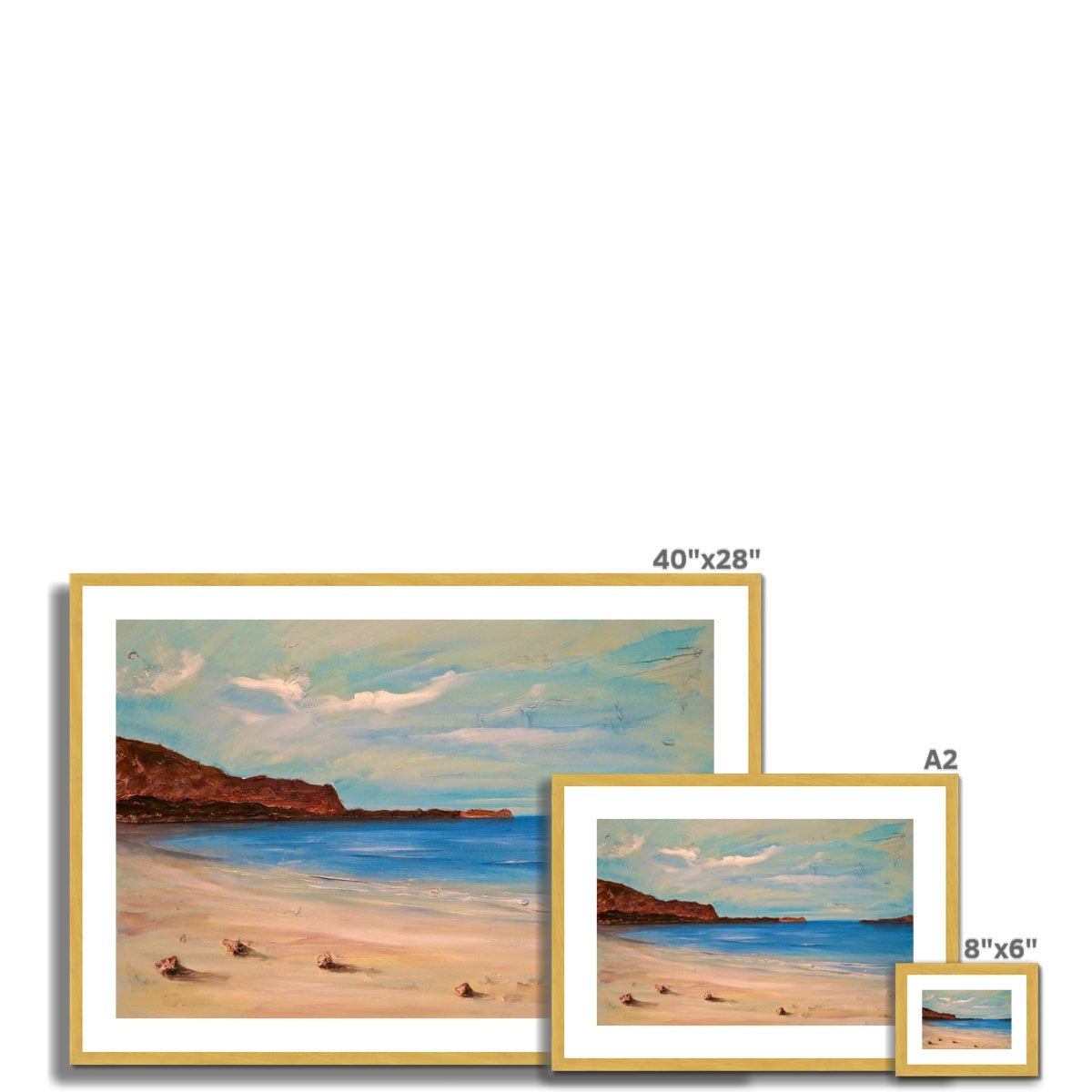 Bosta Beach Lewis Painting | Antique Framed & Mounted Prints From Scotland-Antique Framed & Mounted Prints-Hebridean Islands Art Gallery-Paintings, Prints, Homeware, Art Gifts From Scotland By Scottish Artist Kevin Hunter