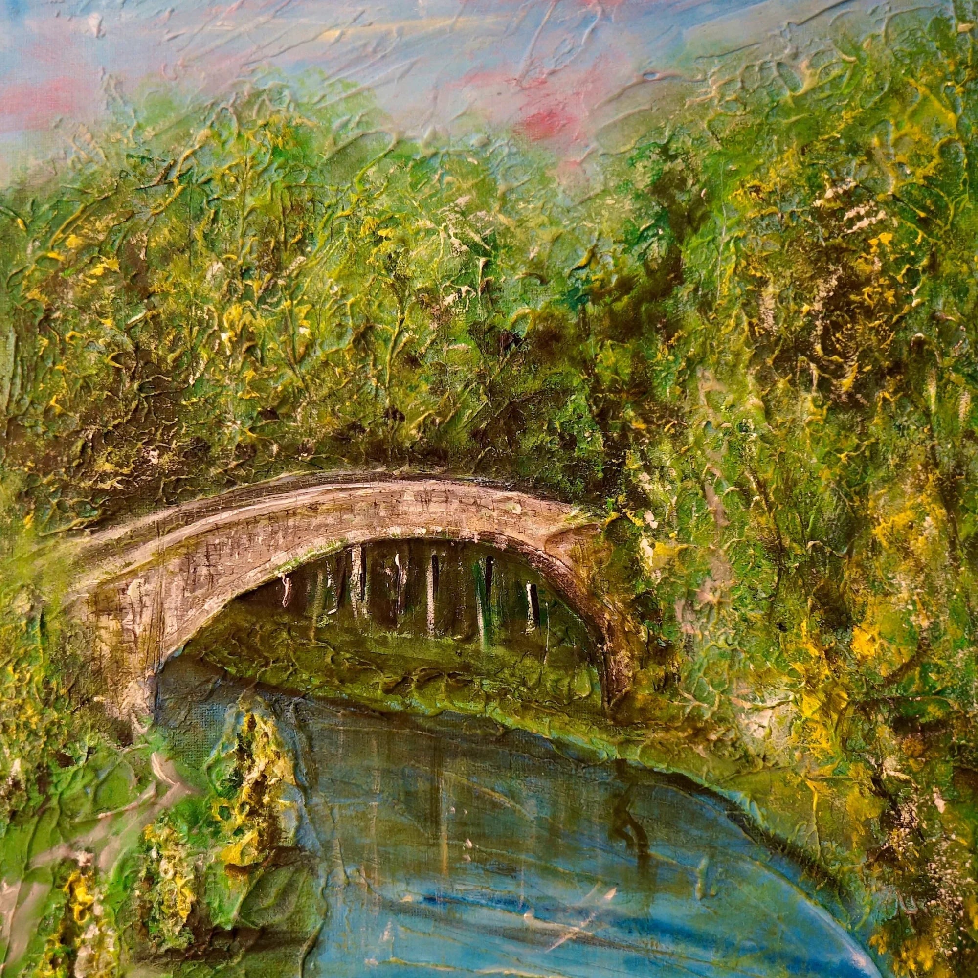 The Brig o Doon | Scotland in your Pocket - Highlands & Lowlands Art Gallery Worldwide Shipping Textured Painting Stone Scottish Landscape