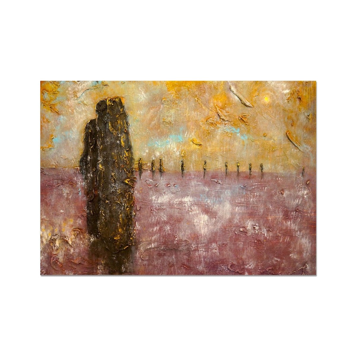 Brodgar Mist Orkney Painting | Fine Art Prints From Scotland-Unframed Prints-Orkney Art Gallery-A2 Landscape-Paintings, Prints, Homeware, Art Gifts From Scotland By Scottish Artist Kevin Hunter