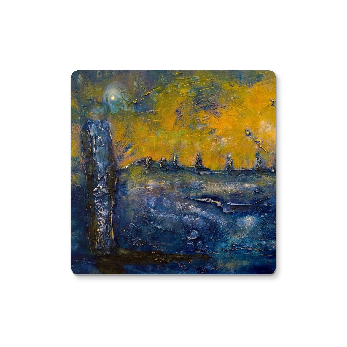 Brodgar Moonlight Orkney | Scottish Art Gifts | Coaster | Orkney Art Gallery | Paintings, Prints, Homeware and Art Gifts From Scotland By Scottish Artist Kevin Hunter