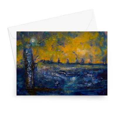 Brodgar Moonlight Orkney Scottish Art Gifts Greeting Card | Orkney Art Gallery | Paintings, Prints, Homeware and Art Gifts From Scotland By Scottish Artist Kevin Hunter