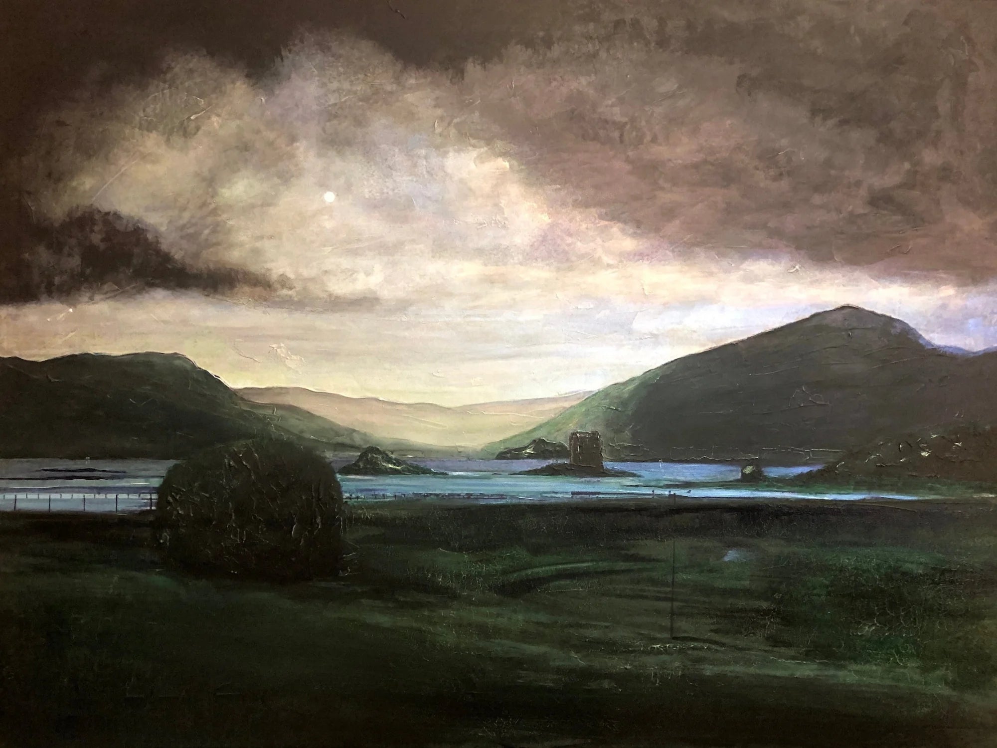 A Brooding Castle Stalker - Historic & Iconic Art Gallery Scotland Worldwide Shipping Dramatic Landscape Painting Scottish Castles