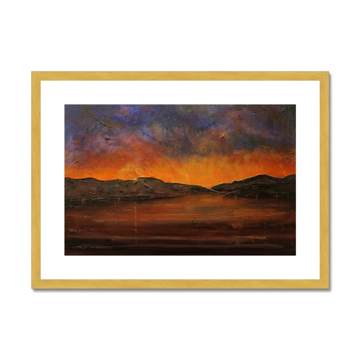 A Brooding Clyde Dusk Antique Framed & Mounted Print - River Art Gallery Scotland Worldwide Shipping Scottish Artist Fine Prints