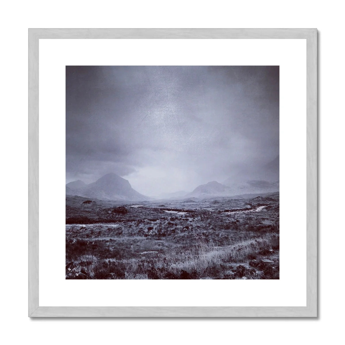 The Brooding Cuillin Antique Framed & Mounted Print - Skye Art Gallery Scotland Worldwide Shipping Scottish Landscape Paintings and Prints