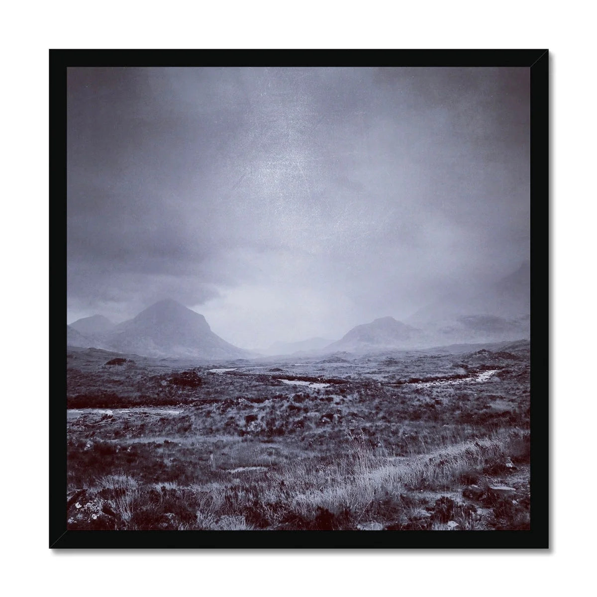 The Brooding Cuillin Framed Print - Skye Art Gallery Scotland Worldwide Shipping Scottish Landscape Paintings and Prints by Artist Hunter