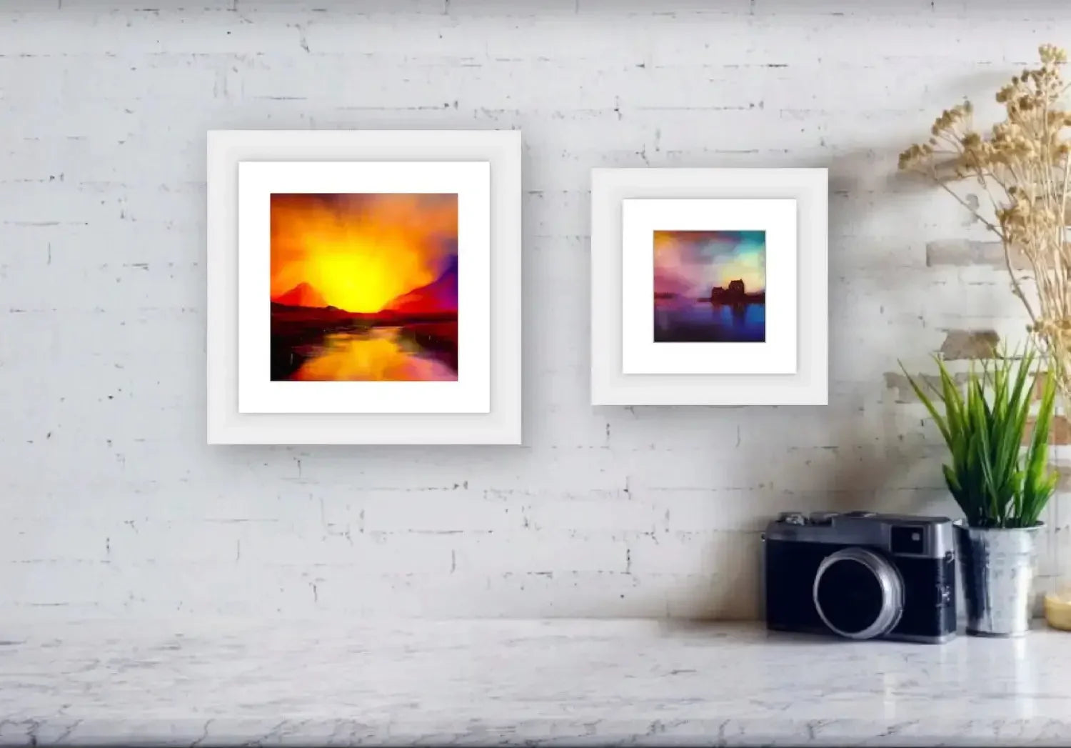 The Brooding Cuillin Skye | Scotland in your Pocket - Art Gallery Worldwide Shipping Two Framed Abstract Scottish Landscape Paintings