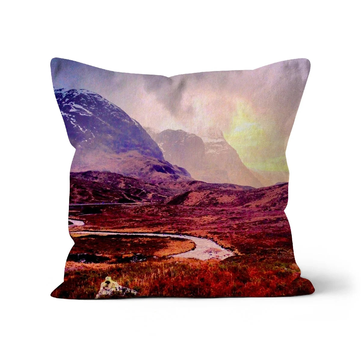 A Brooding Glencoe Cushion - Art Gallery Scotland Worldwide Shipping Scottish Prints and Landscape Paintings by Artist Hunter