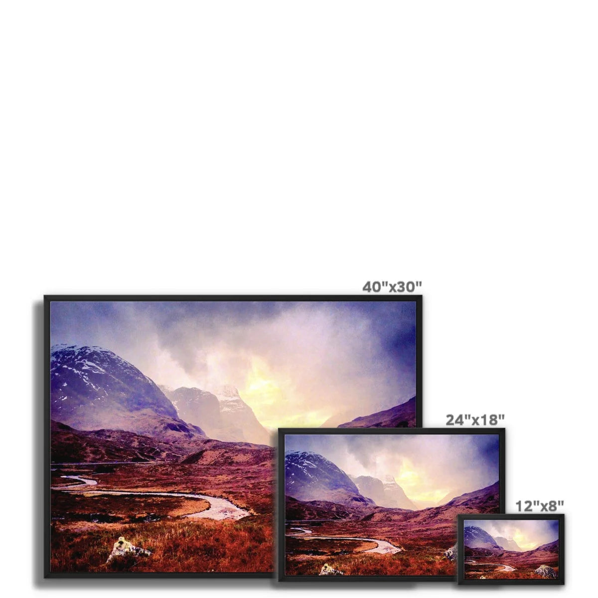 A Brooding Glencoe Framed Canvas - Art Gallery Scotland Worldwide Shipping Scottish Prints and Landscape Paintings by Artist Hunter