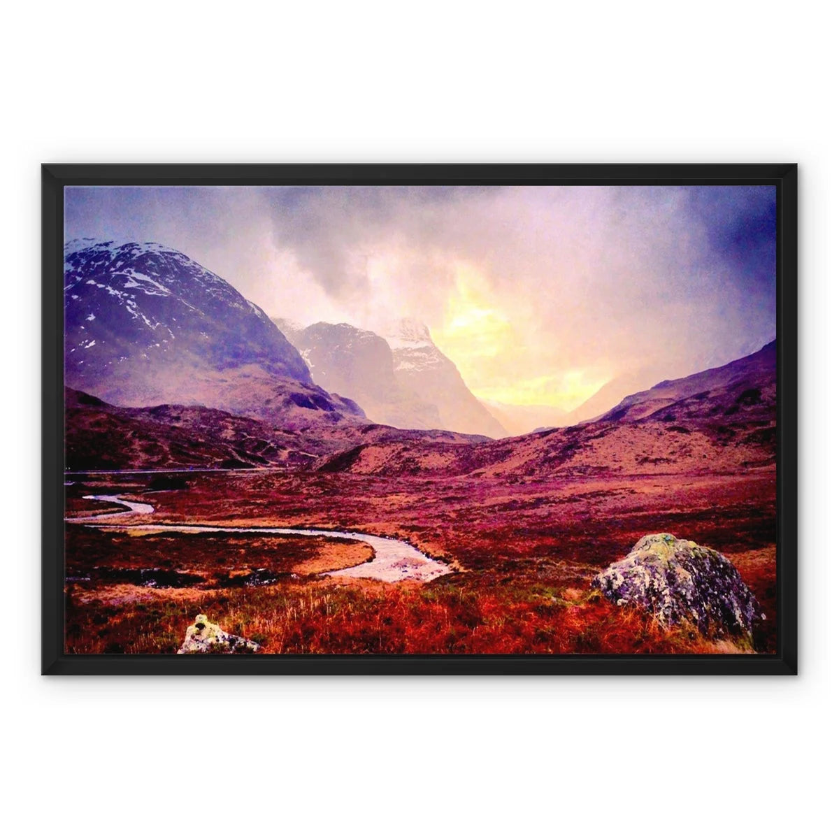 A Brooding Glencoe Framed Canvas - Art Gallery Scotland Worldwide Shipping Scottish Prints and Landscape Paintings by Artist Hunter