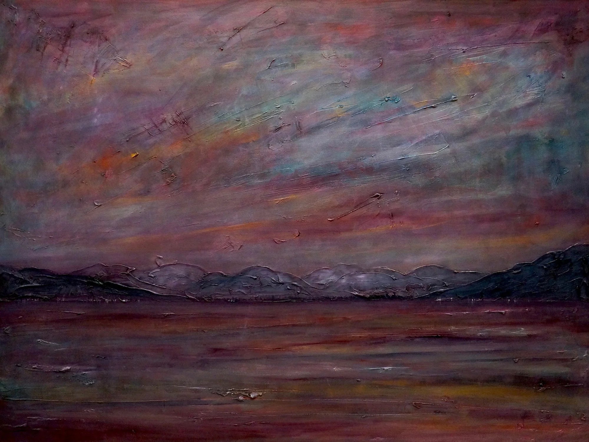 A Brooding Holy Loch - River Clyde Art Gallery Scotland Worldwide Shipping Expressive Landscape Painting Scottish Lochs and Mountains