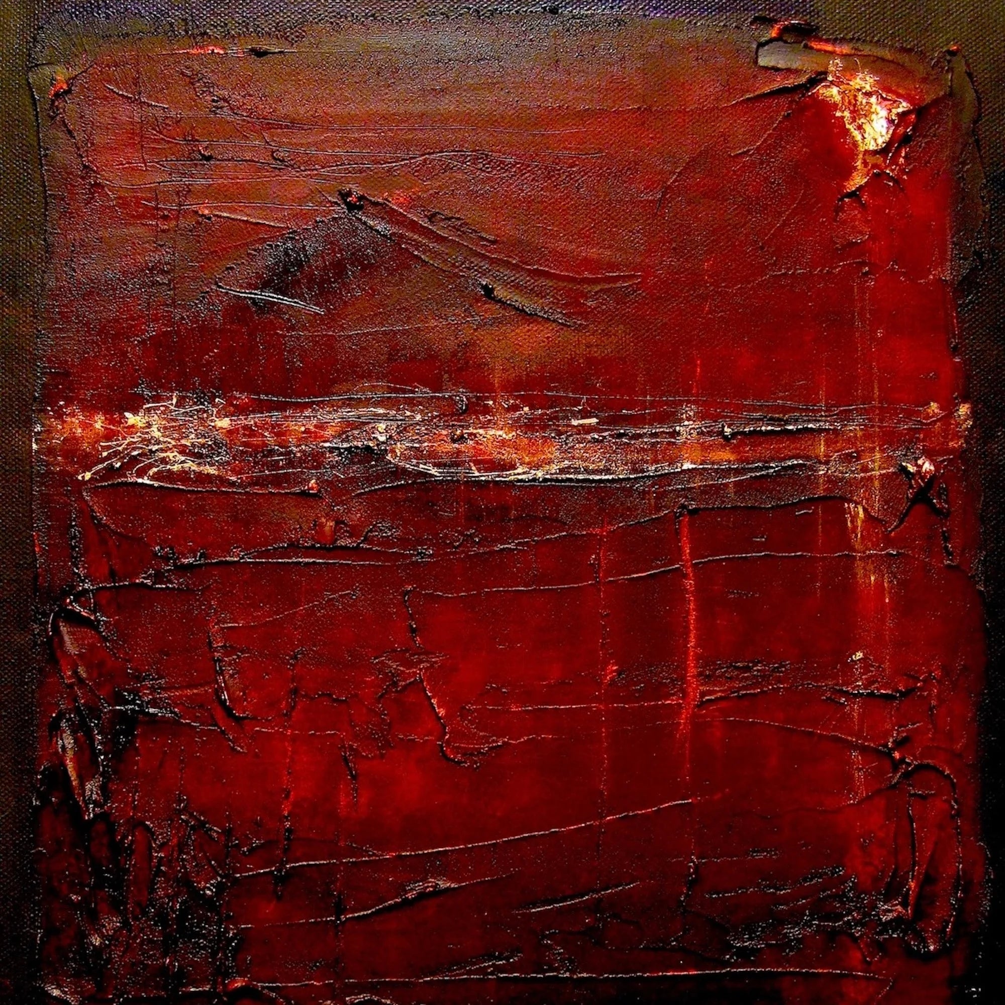 A Brooding Loch Rannoch - Lochs & Mountains Art Gallery Scotland Worldwide Shipping Abstract Red Black Scottish and Paintings Prints