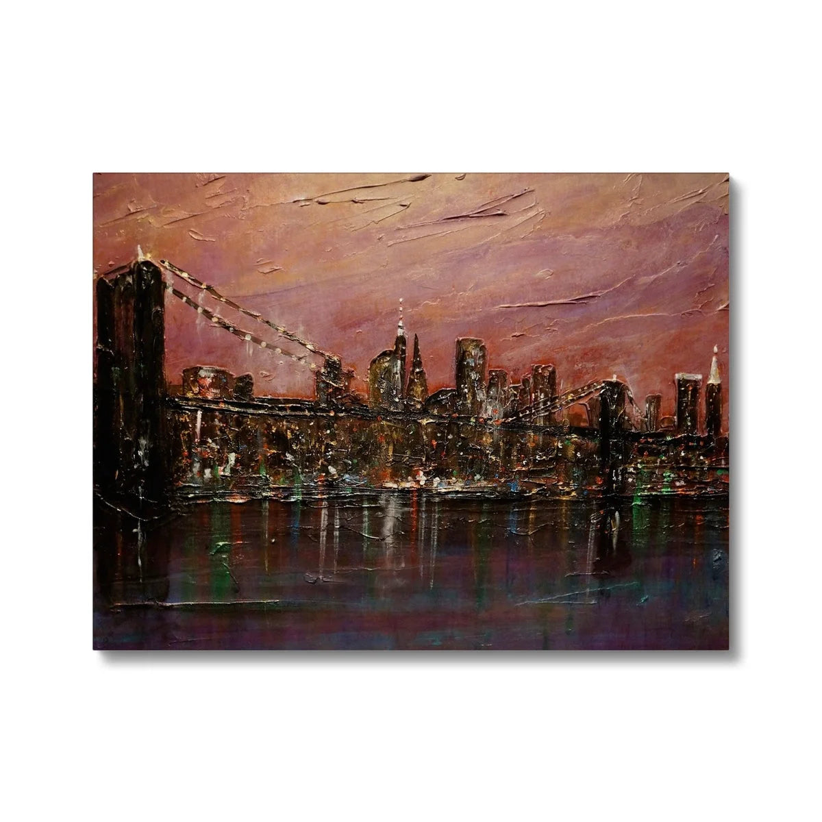 The Brooklyn Bridge Original Cityscape Painting on Canvas - World Art Gallery Scotland Worldwide Shipping Hunter Scottish Prints