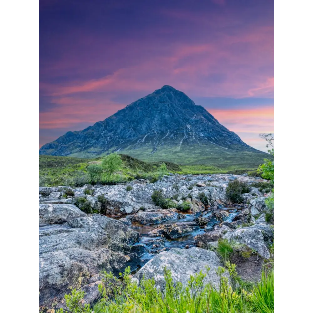 Majestic mountain landscape of Buachaille Etive Mor at dawn in photography prints