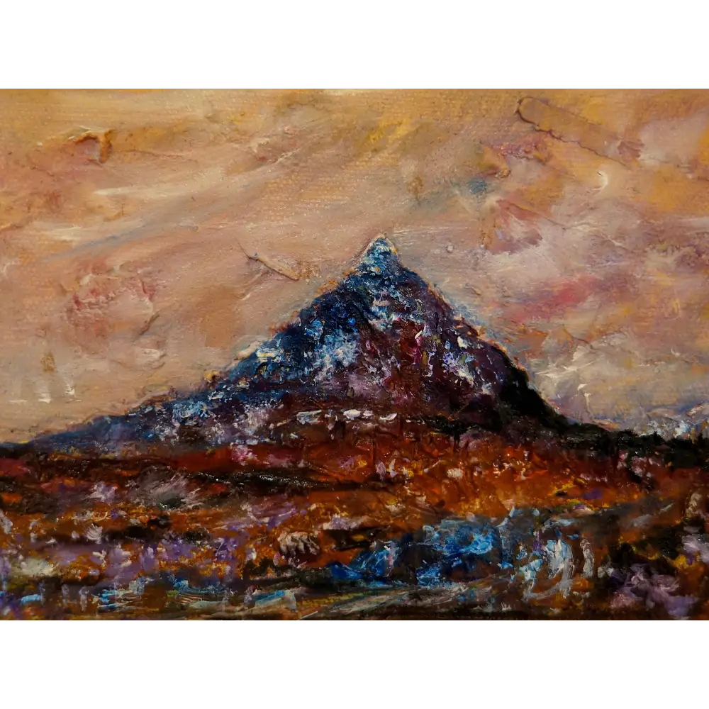 Textured mountain landscape painting of Buachaille Etive Mòr by Scottish artist, Etive Mòr art prints