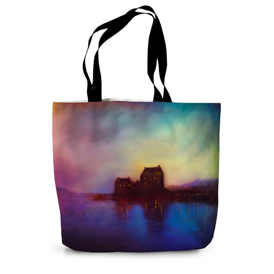 Eilean Donan Castle Sunset Canvas Tote Bag | Scottish Art Gifts