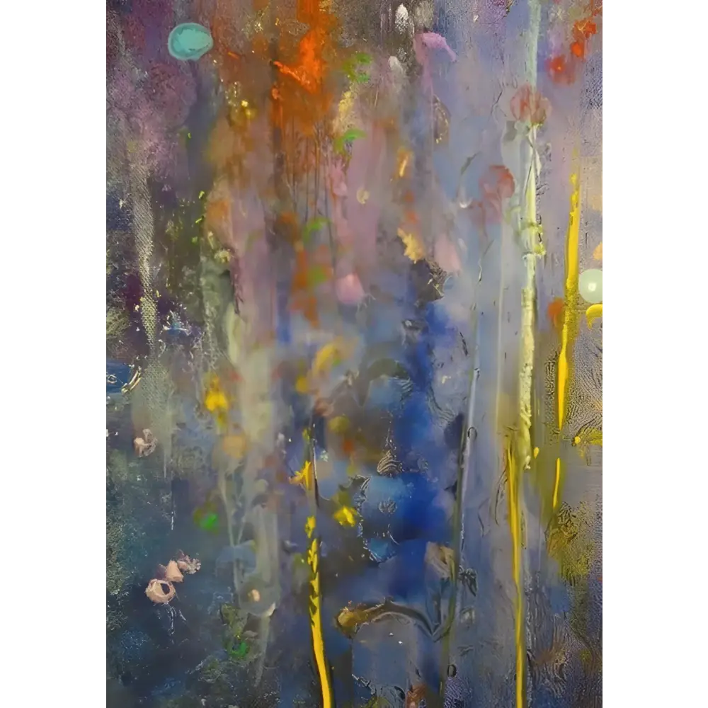 Abstract colorful painting of Cairngorms Waterfall art by Scottish artist, perfect for waterfall art prints