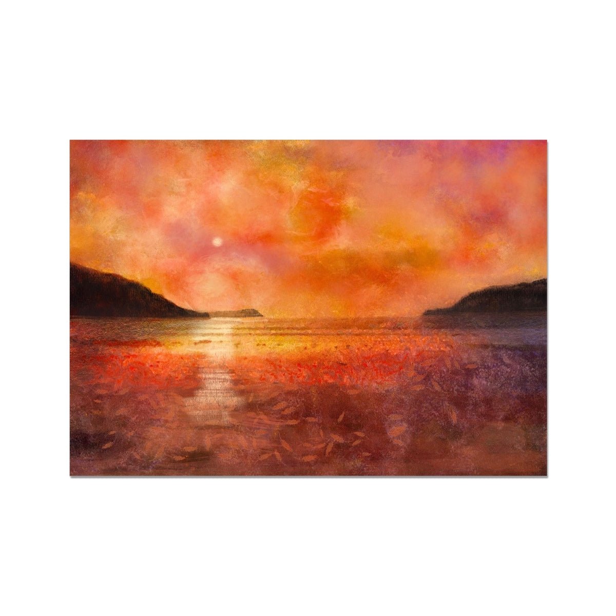 Calgary Beach Sunset Mull Painting | Fine Art Prints From Scotland-Unframed Prints-Hebridean Islands Art Gallery-A2 Landscape-Paintings, Prints, Homeware, Art Gifts From Scotland By Scottish Artist Kevin Hunter